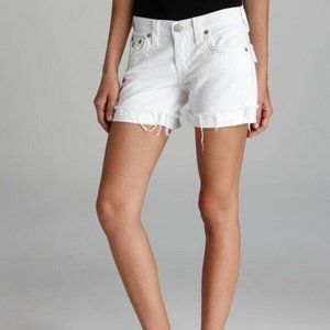 True Religion Jayde White Boyfriend Cutoff Shorts